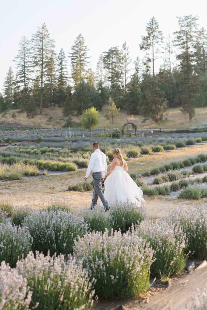Bride and groom at a garden Party Wedding at a Spokane wedding venue