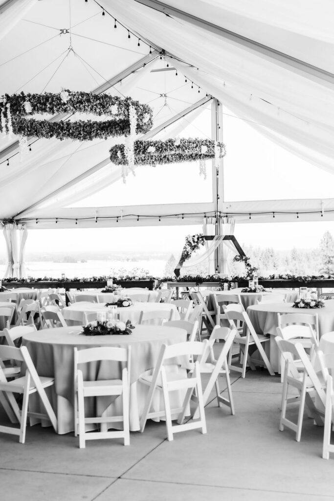 Elegant wedding reception at a garden wedding venue near Spokane
