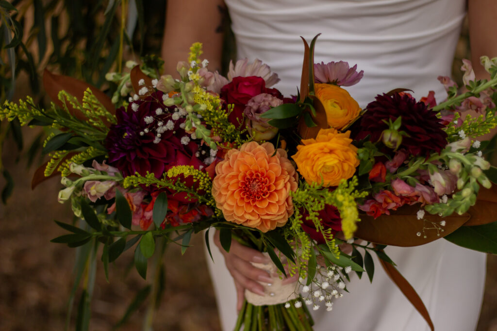 Bride holding wedding bouquet at a spring wedding in Spokane