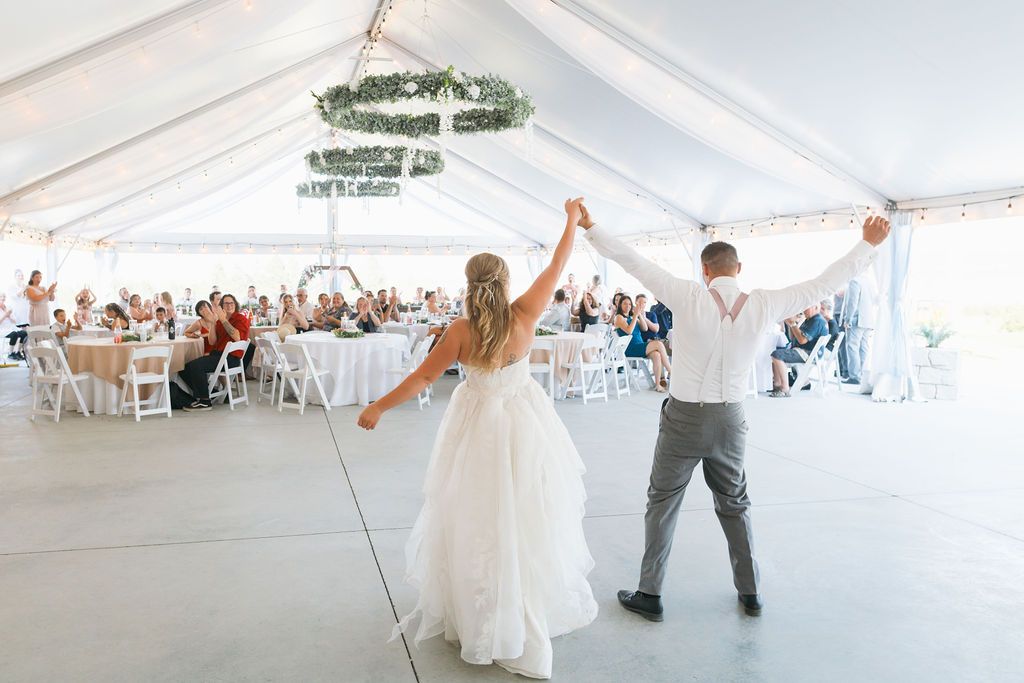 Spokane wedding venue with newlyweds grand entrance