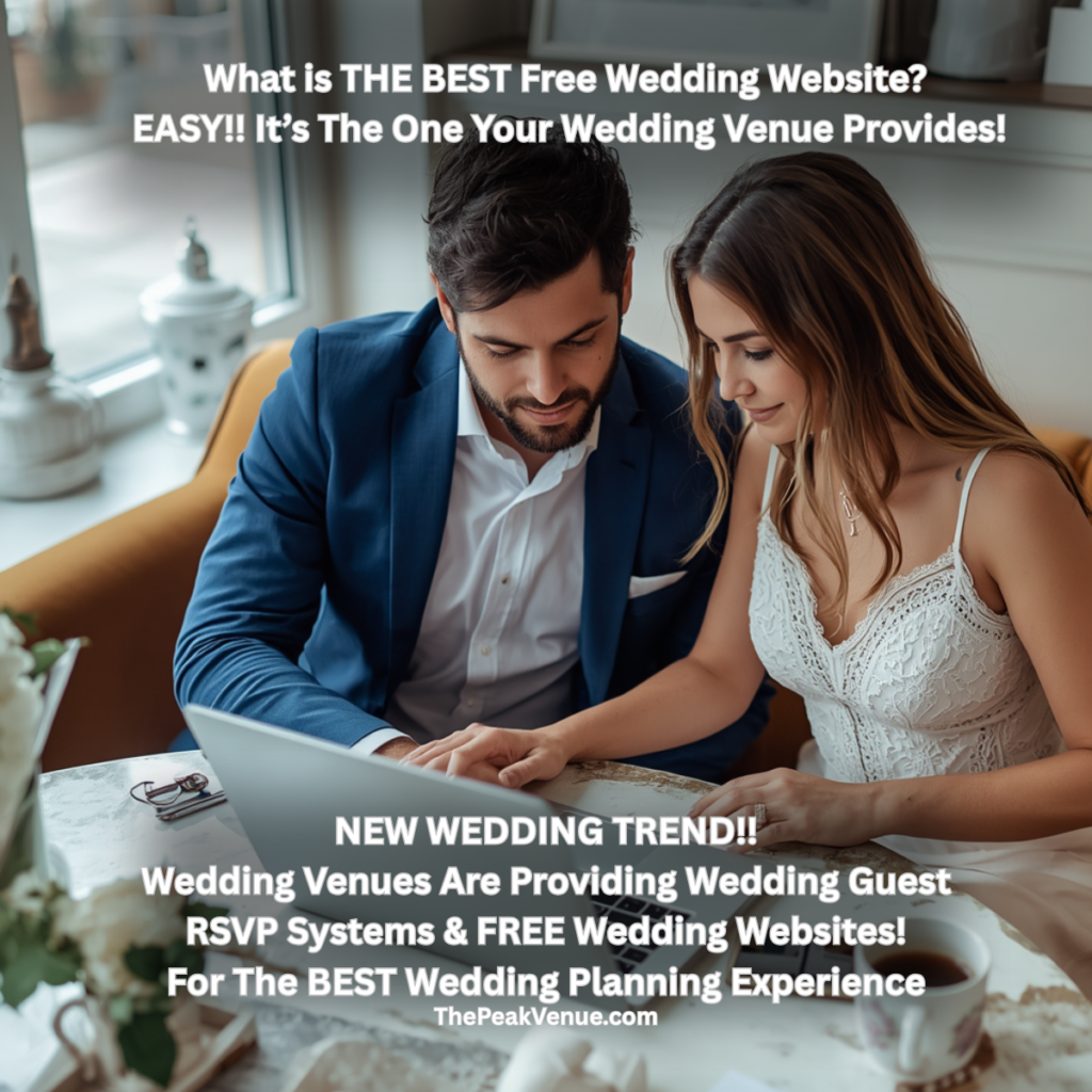 Engaged couple using ThePeakVenue.com Wedding Guest RSVP System and Free Wedding Website to organize the wedding invitations