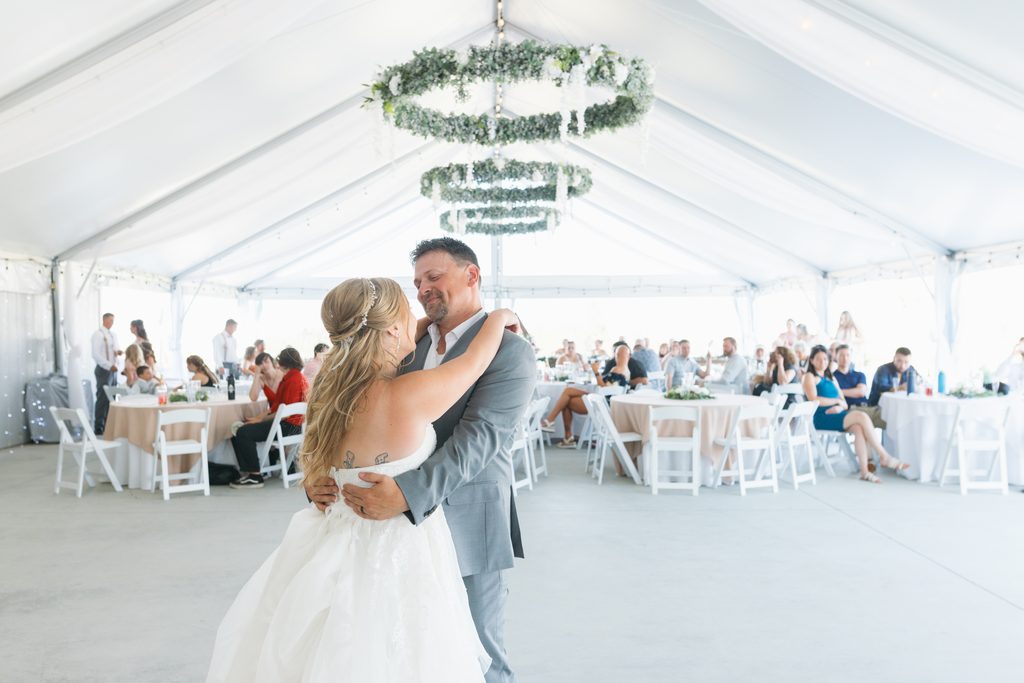 Wedding reception setup at Lavender Manor in Deer Park Washington
